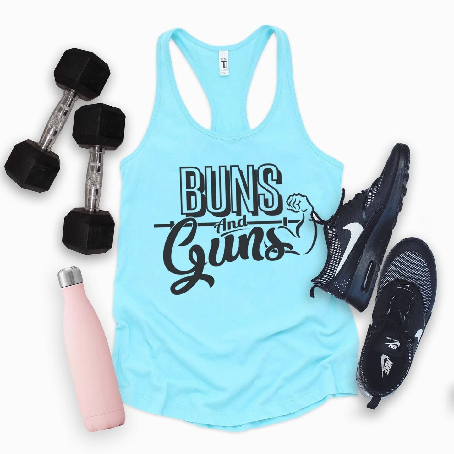 TD Funny Gym Fitness Tank Top Buns & Guns Yoga Top