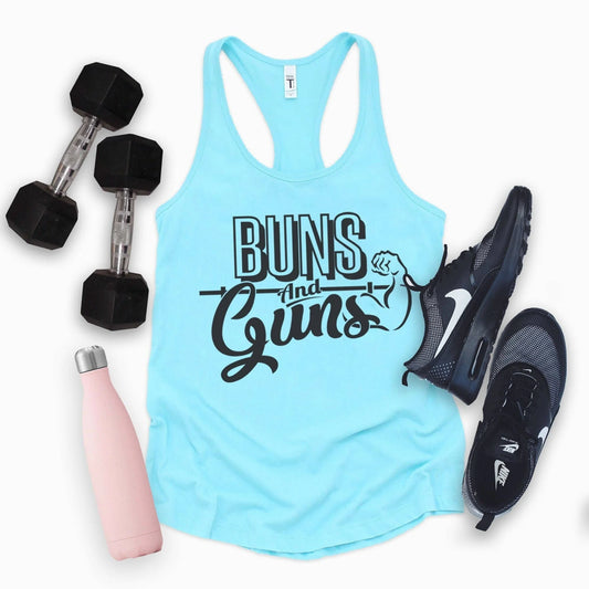 TD Funny Gym Fitness Tank Top Buns & Guns Yoga Top