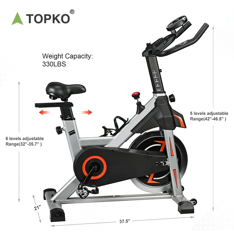 TOPKO US Warehouse Intelligrnt Counting Comfortable Spinning Bike  Household Gym Fitness Exercise  Spinning Bike Machine