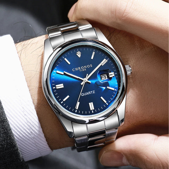 CHRONOS Top Brand Luxury Man Wristwatch Waterproof Luminous Date Men Watches Stainless Steel Quartz Men&