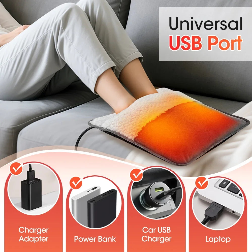 USB Winter Heating Foot Mat  super comfortable Office Home Washable Electric Heating Foot Pad Warm Feet Heater Soft Portable Electric Heater